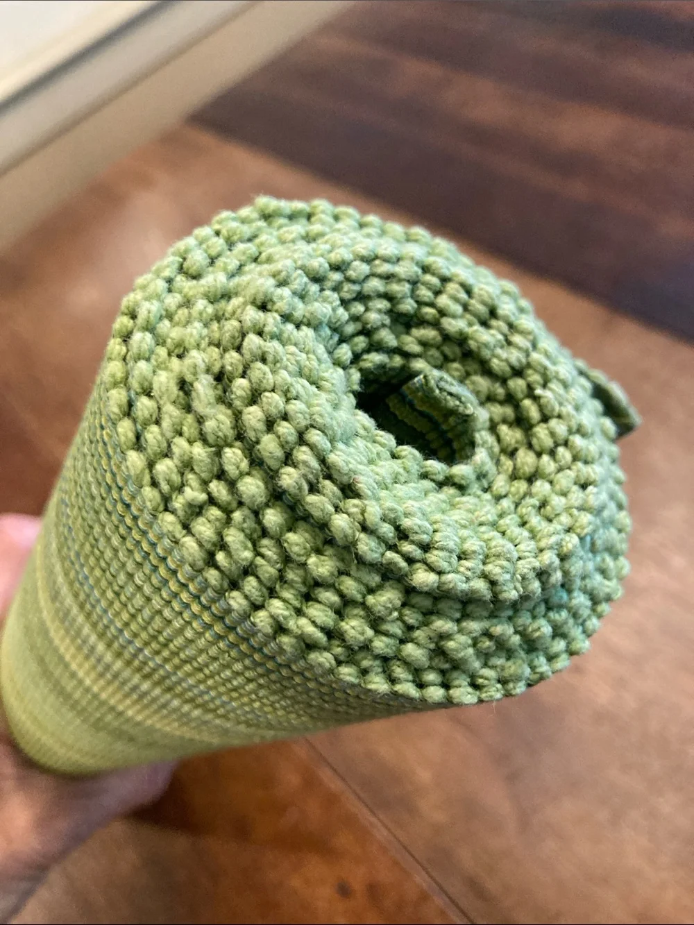 Woven Green Striped Table Runner chartreuse teal home dinning